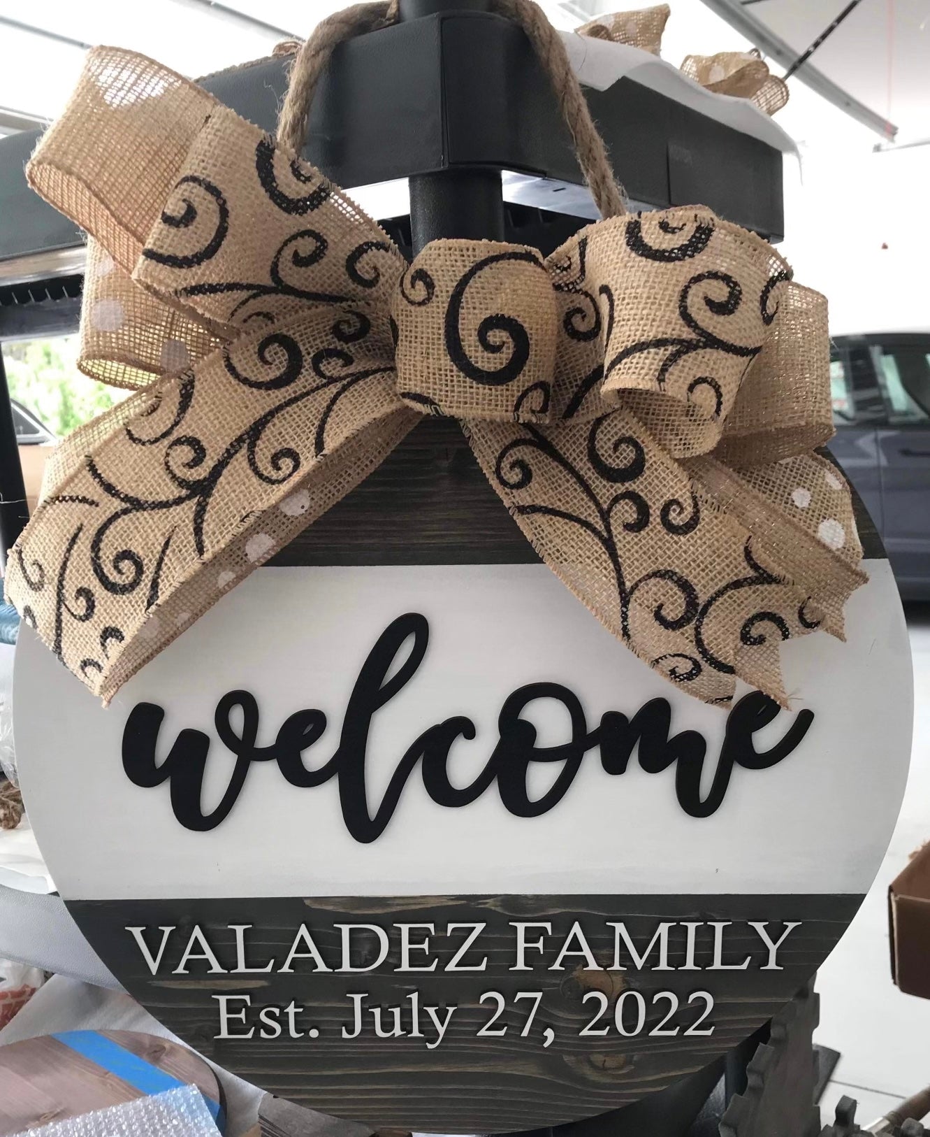 Round Welcome Sign